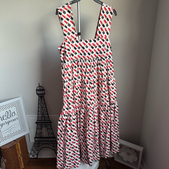 NWT Anthropologie The Helena Square-Neck Smocked Tiered Midi Dress Sz M - Picture 5 of 10
